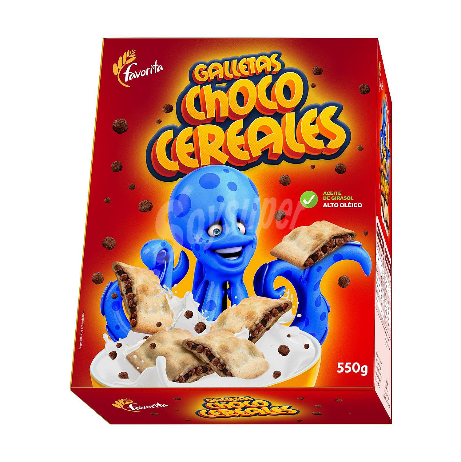 Galletas rellenas choco cereales Favorita