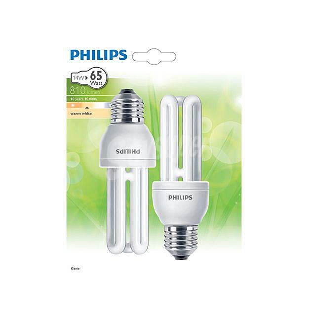 Bombillas Fluorescentes Philips Genie 14W E27 Luz Cálida