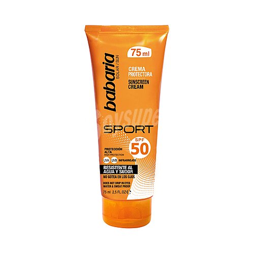 Babaria Protector facial solar con textura crema y FPS 50 (muy alta) babaria Sport