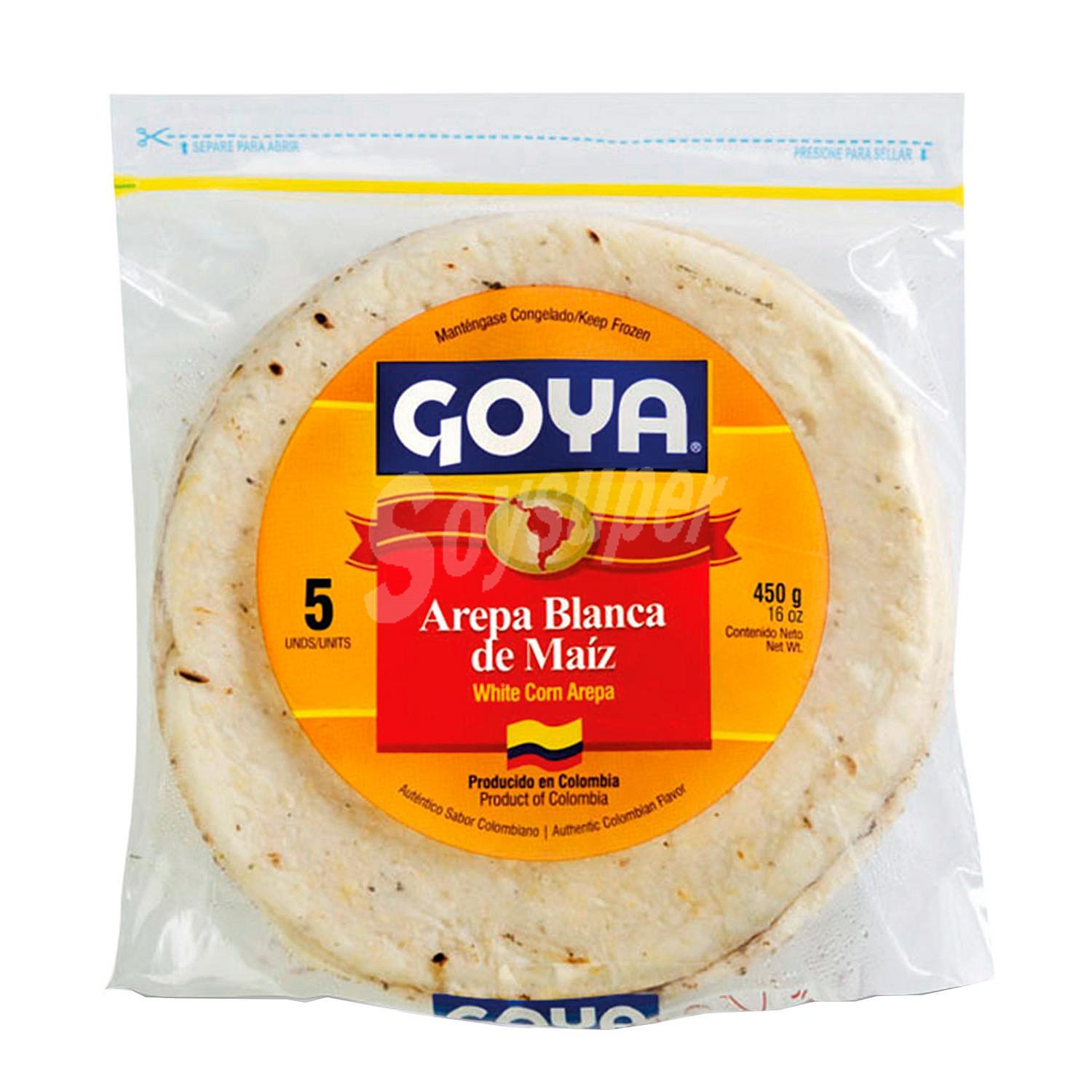 Arepa de maíz blanco Goya