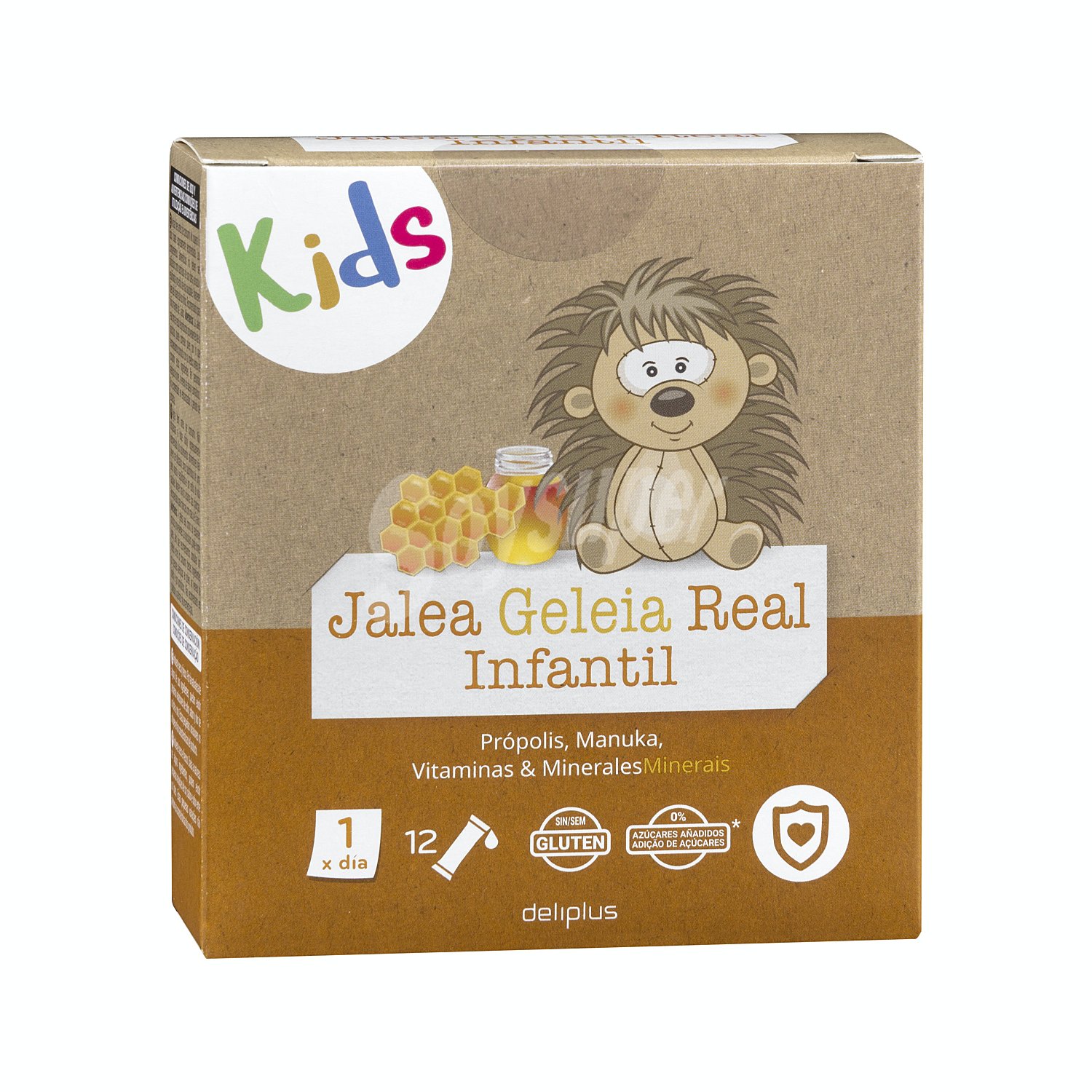 Complemento alimenticio defensas para niños con jalea real, propolis y manuca caja 12 sticks