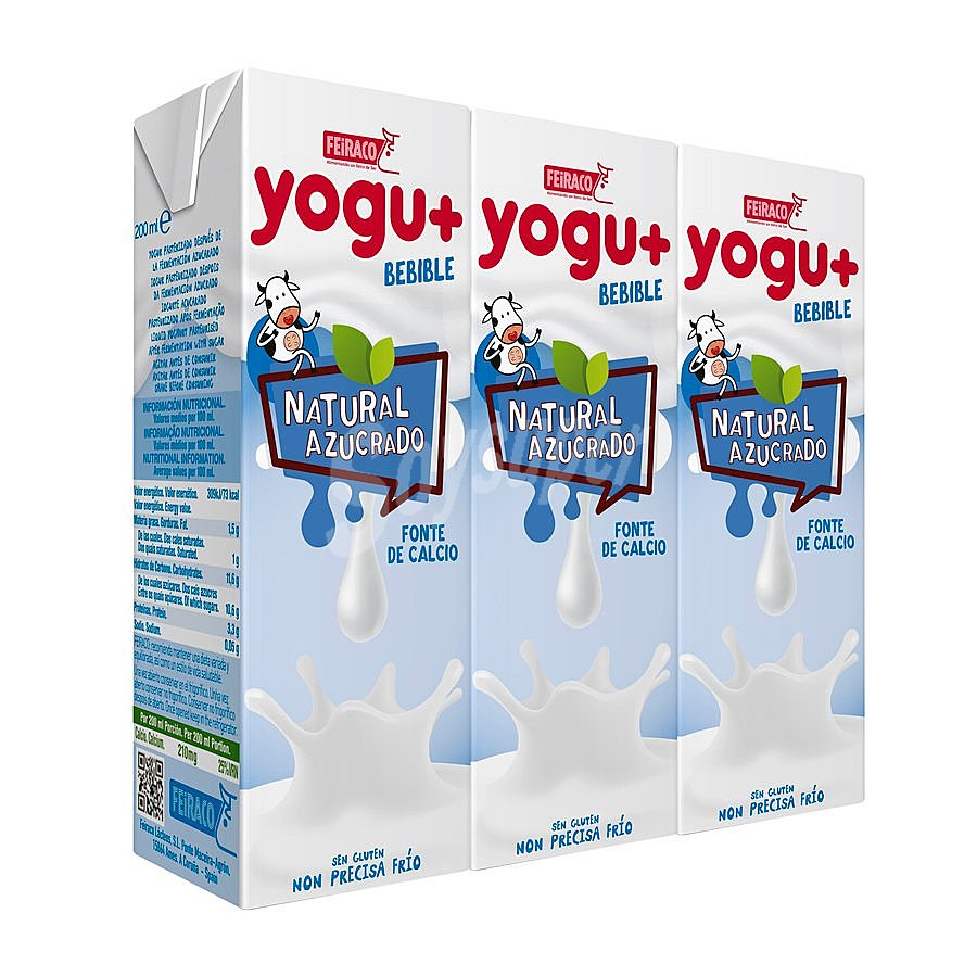 Yogur líquido natural azucarado