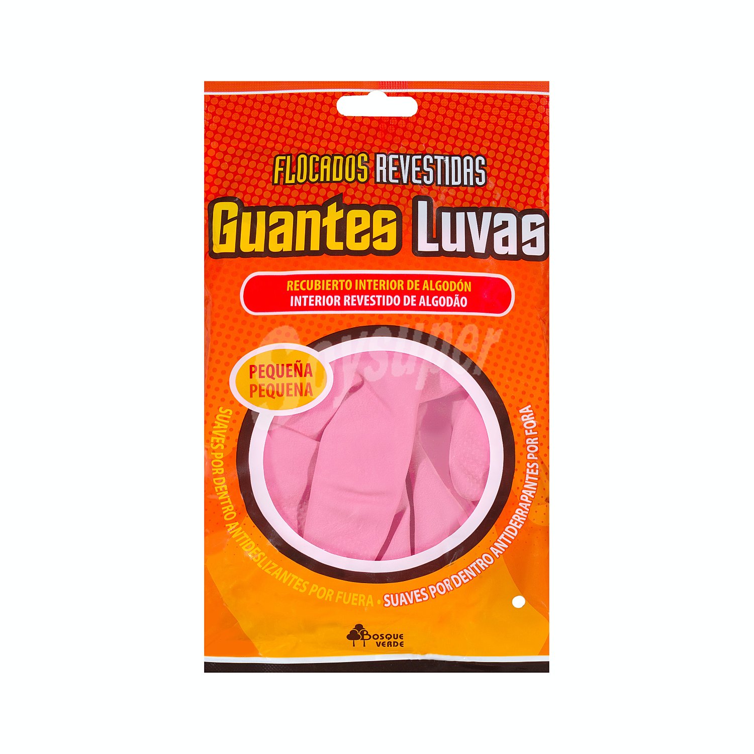 Guantes flocado rosa talla pequeña