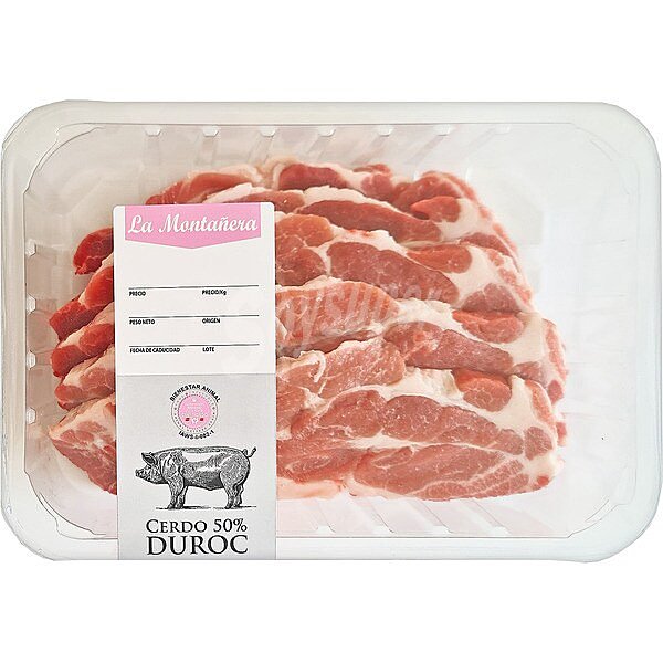 Chuletas de aguja de cerdo 50% Duroc peso aproximado