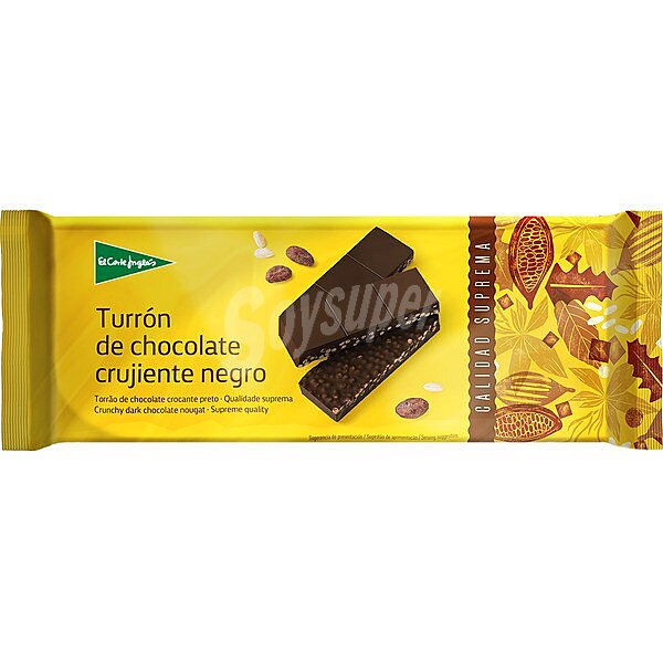 Turrón de chocolate crujiente negro