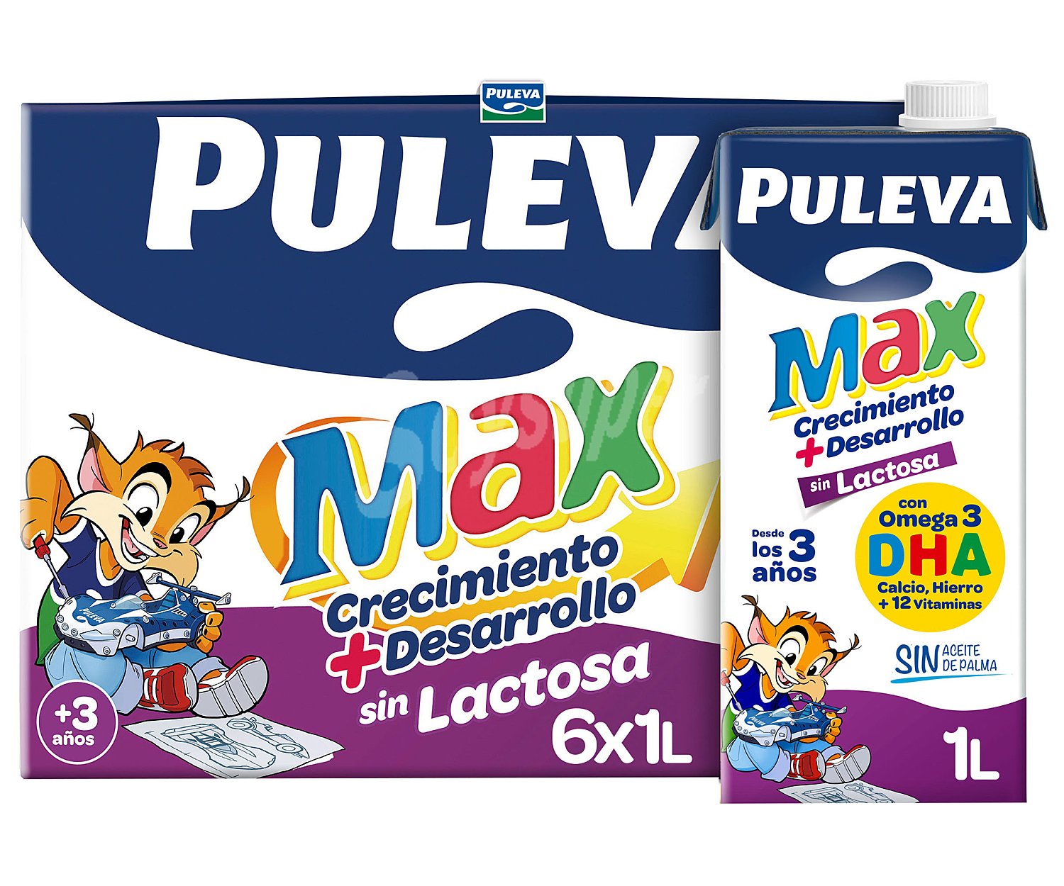 Puleva Leche de crecimiento, sin lactosa con Omega 3 puleva Max Crecimiento + desarrollo