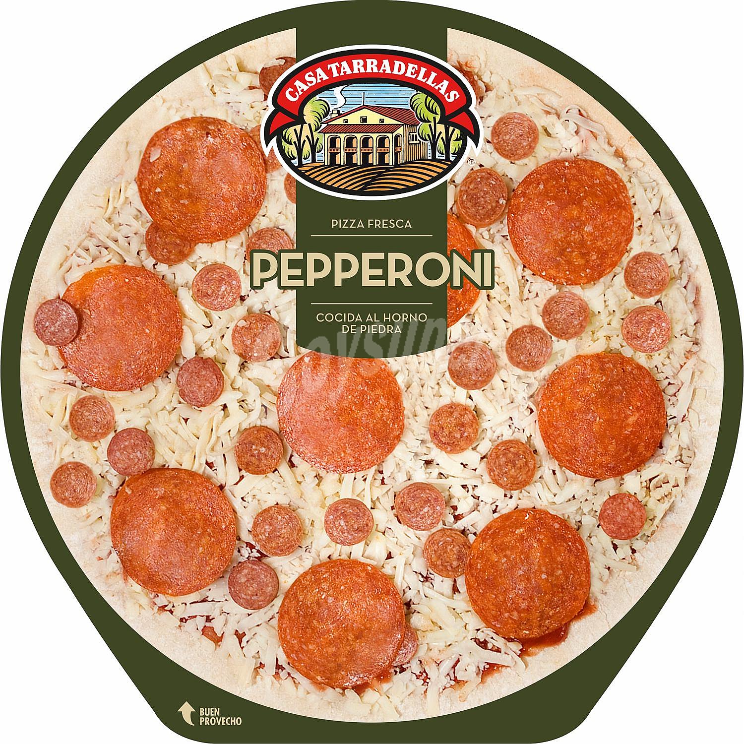 Pizza fresca de pepperoni cocida al horno de piedra casa tarradellas