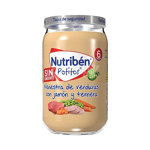 Nutribén Potitos® de menestra de verduras con jamón y ternera, partir de 6 meses nutribén