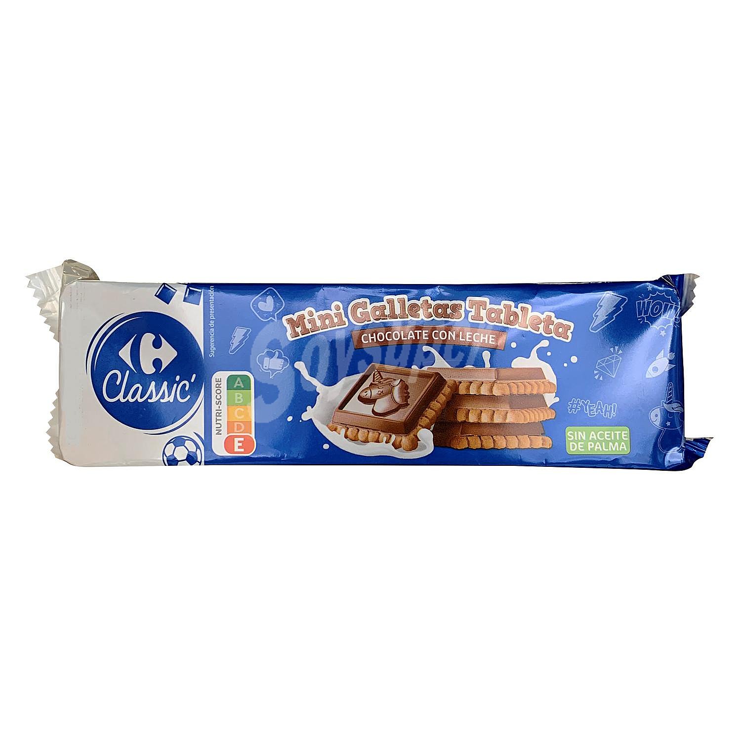 Galletas mini con tableta de chocolate con leche Carrefour Classic