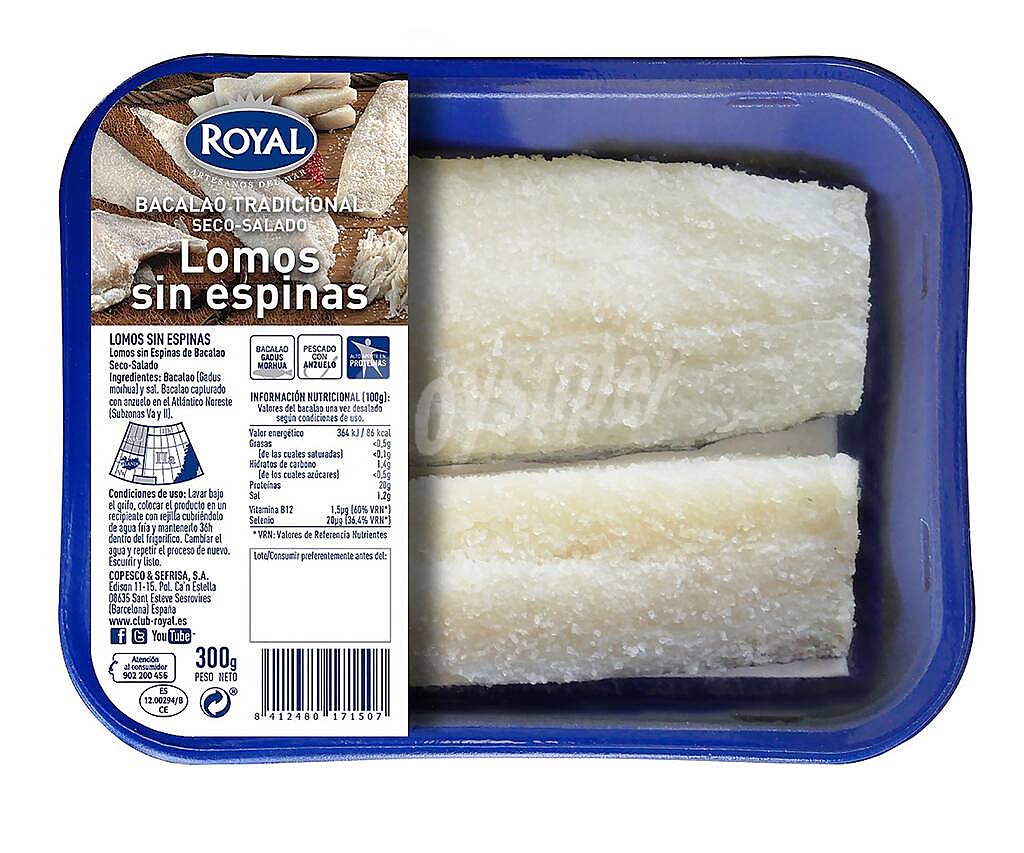 Bacalao tradicional seco-salado, lomos sin espinas