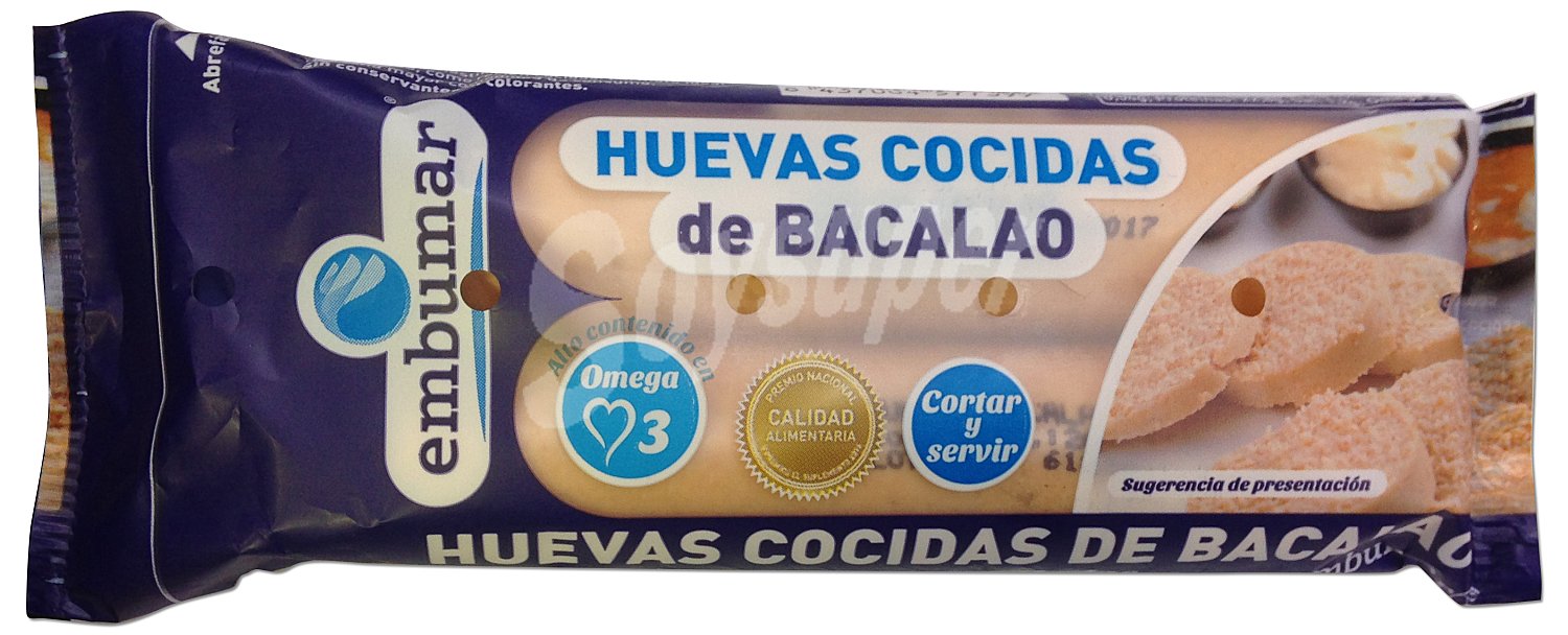 Huevas bacalao cocidas frescas