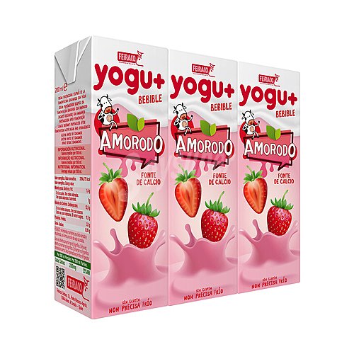 Feiraco Yogur líquido para beber con sabor a fresa feiraco Yogu+