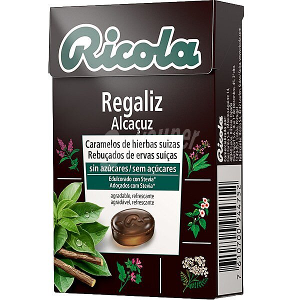 Caramelos balsámicos de hierbas suizas sin azúcar sabor regaliz