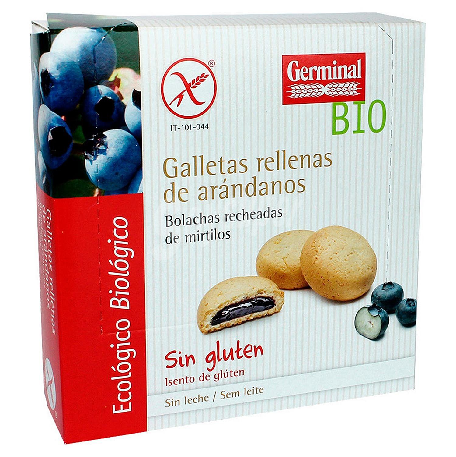 Galletas rellenas de crema de arándanos ecológicas Bio sin gluten y sin lactosa