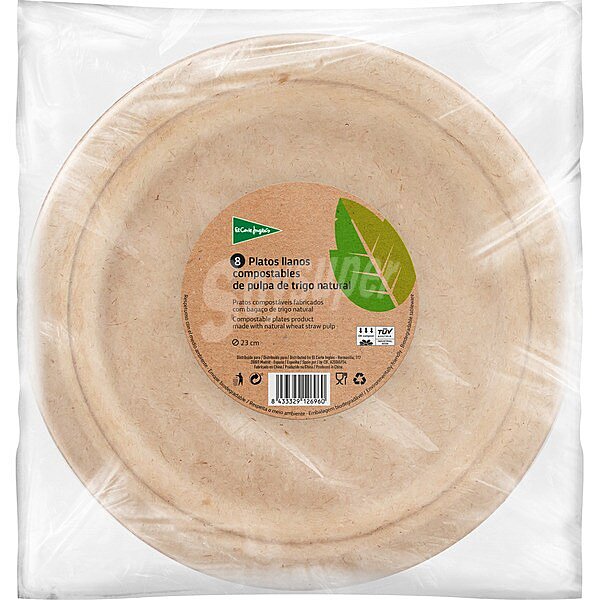 Platos compostables de pulpa de trigo 23 cm