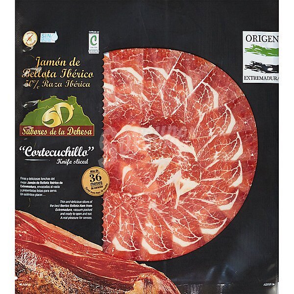 Jamón de bellota ibérico 50% raza ibérica en lonchas