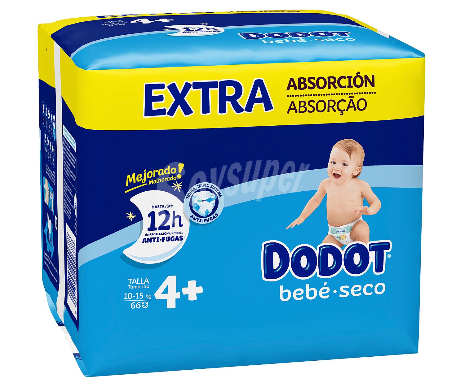 Pañales talla 4+, para niños de 10 a 15 kilogramos Bebé-Seco