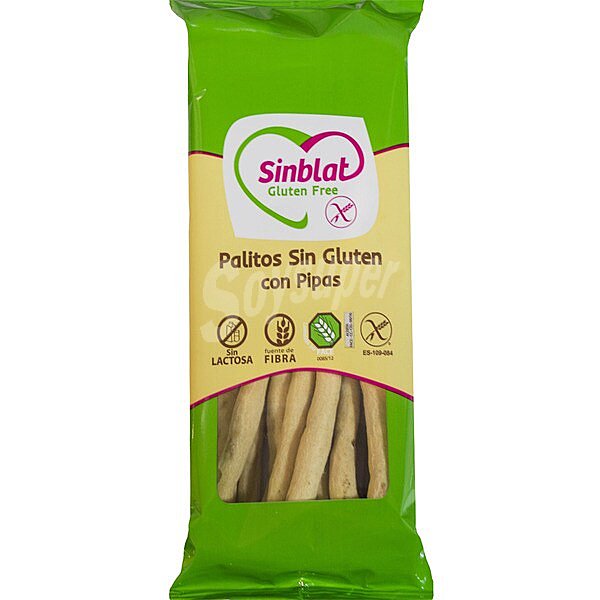 Palitos sin gluten con pipas sin gluten y sin lactosa