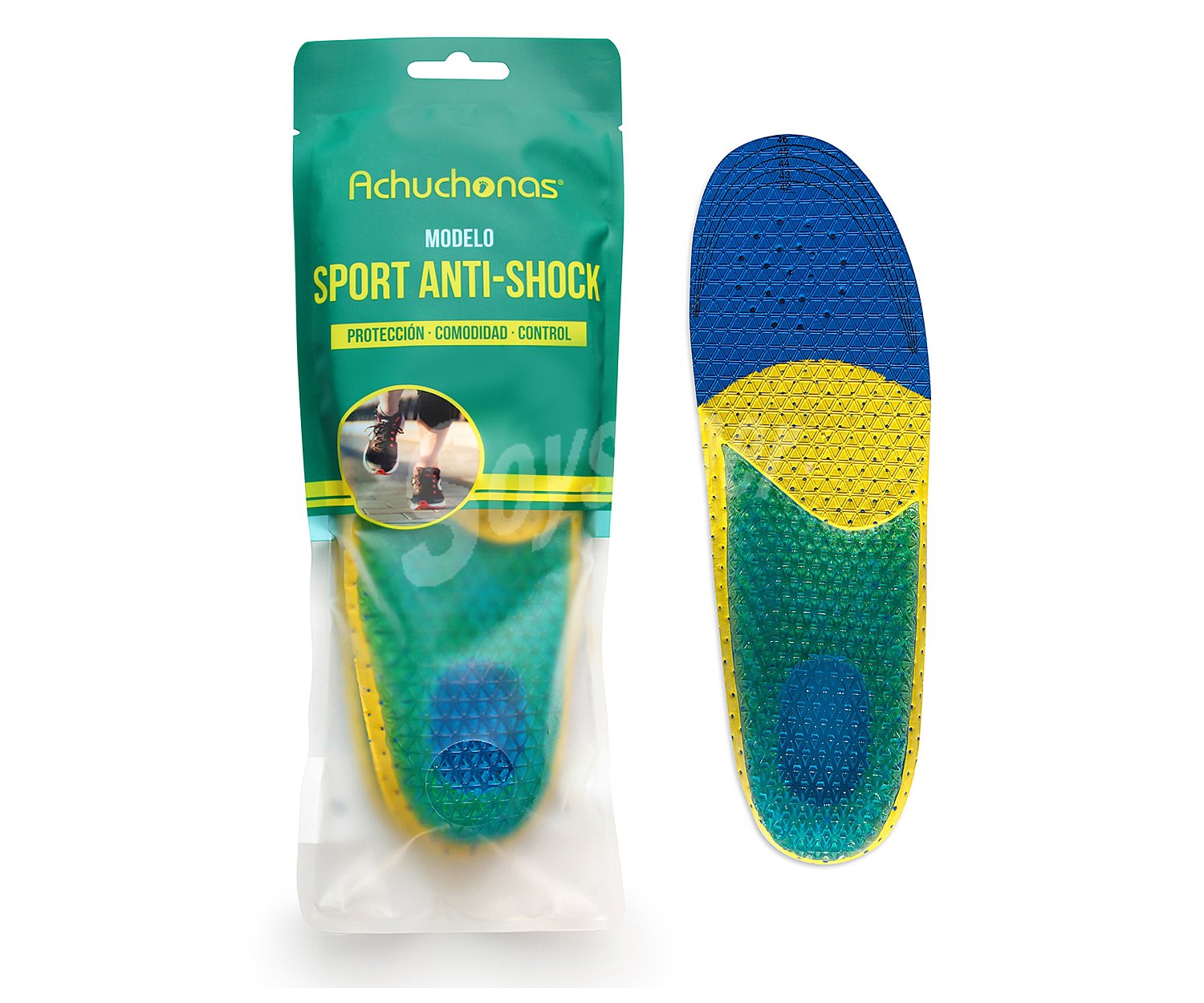 Plantilla sport anti-sock achuchonas, protección, comodidad, control, talla 36/41