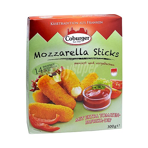 Casa westfalia Sticks de mozzarella precocida, rebozados con salsa de tomate y pimiento rojo casa westfalia