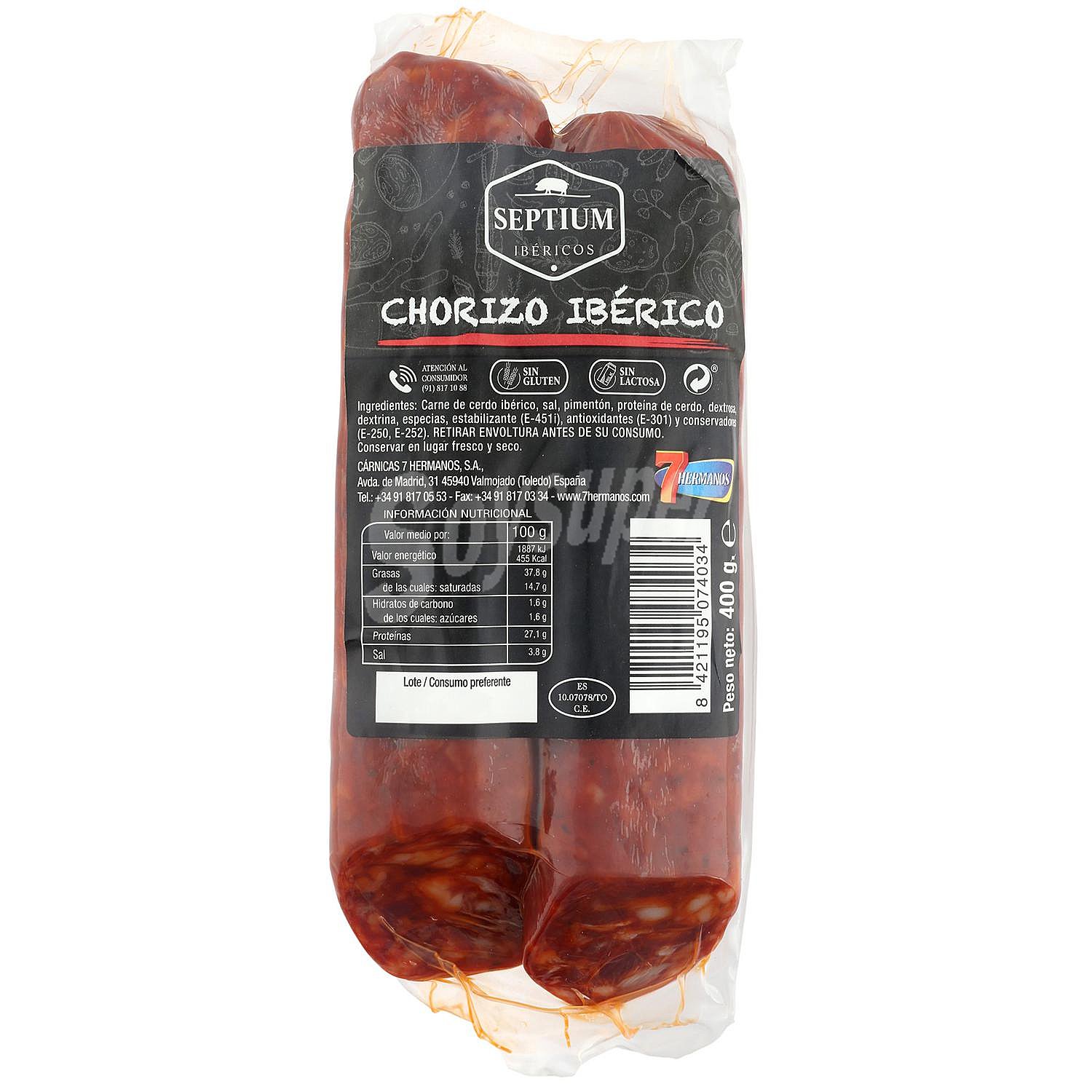 Chorizo ibérico velita sin gluten y sin lactosa