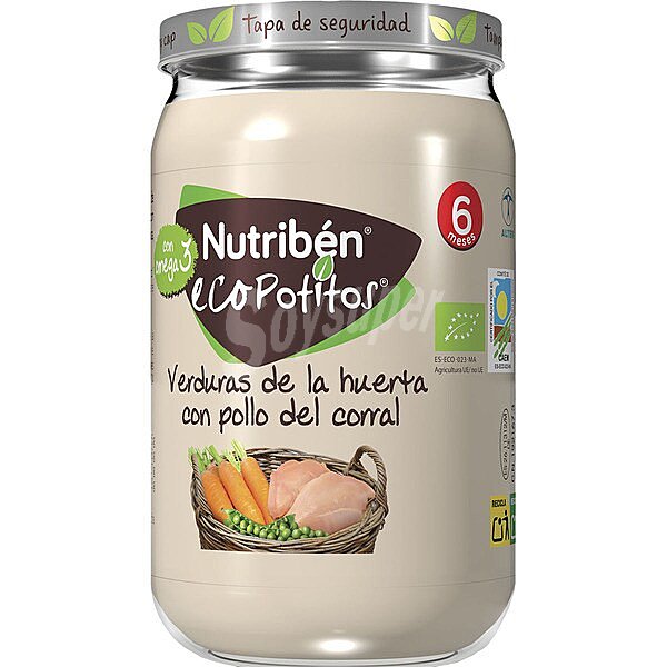 Eco Potitos ecológicos verduras de la huerta con pollo de corral sin gluten tarro 235 g desde los 6 meses