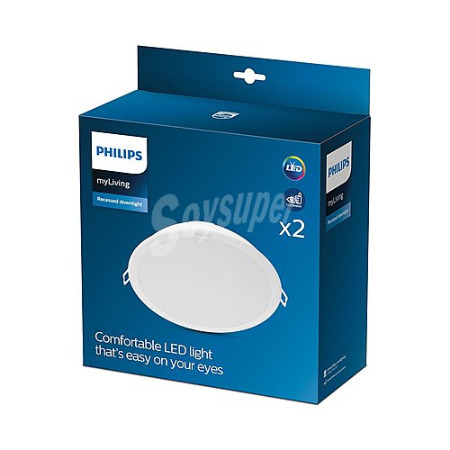 Downlights empotrables redondos 24W, 21,5cm, luz neutra 4000K, philips color blanco