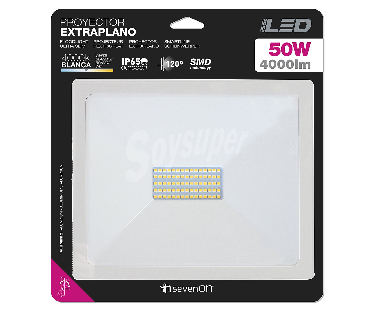 Proyector LED extraplano de 50W, SEVENON.