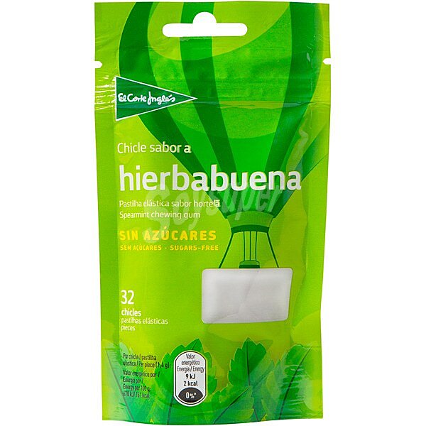 chicles con sabor a hierbabuena sin azúcar y sin gluten bolsa 45 g