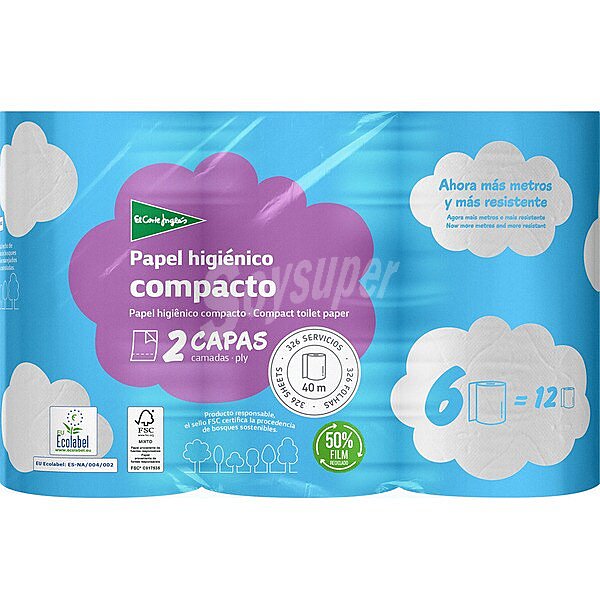 Papel higiénico compacto 2 capas