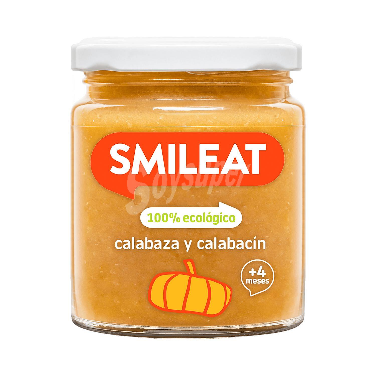 Tarrito de calabaza y calabacín desde 4 meses ecológico Smileat sin gluten