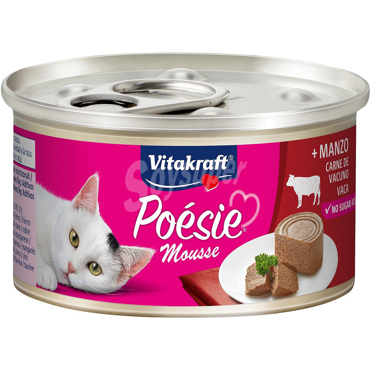 Comida hùmeda mousse de ternera para gato adulto Poesie