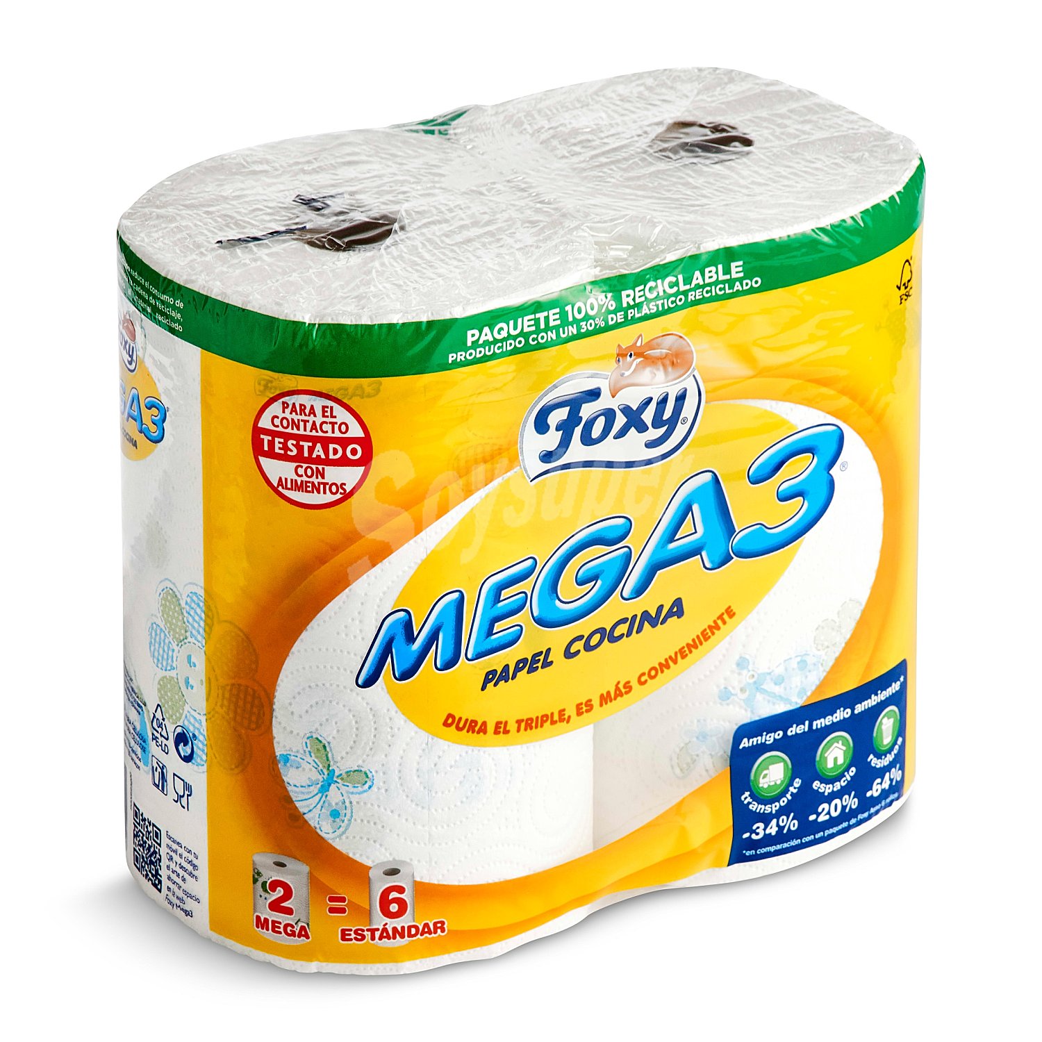 Papel de cocina de tres capas foxy Mega 3