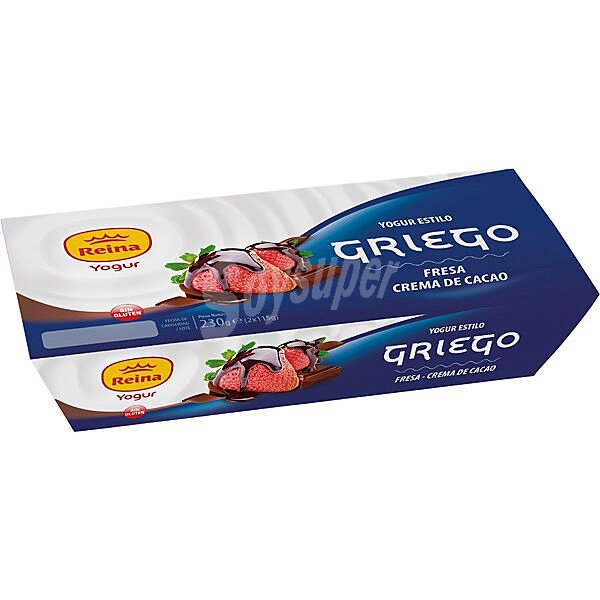 Yogur griego con fresa y crema de cacao sin gluten