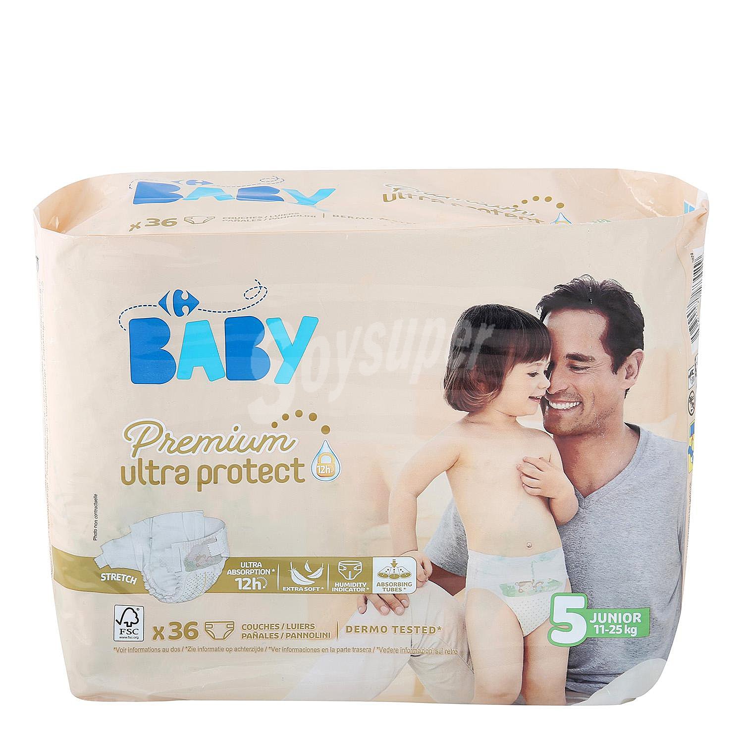 Pañales premium ultra protect Carrefour Baby T5 (11kg.-25kg) ultra-protect