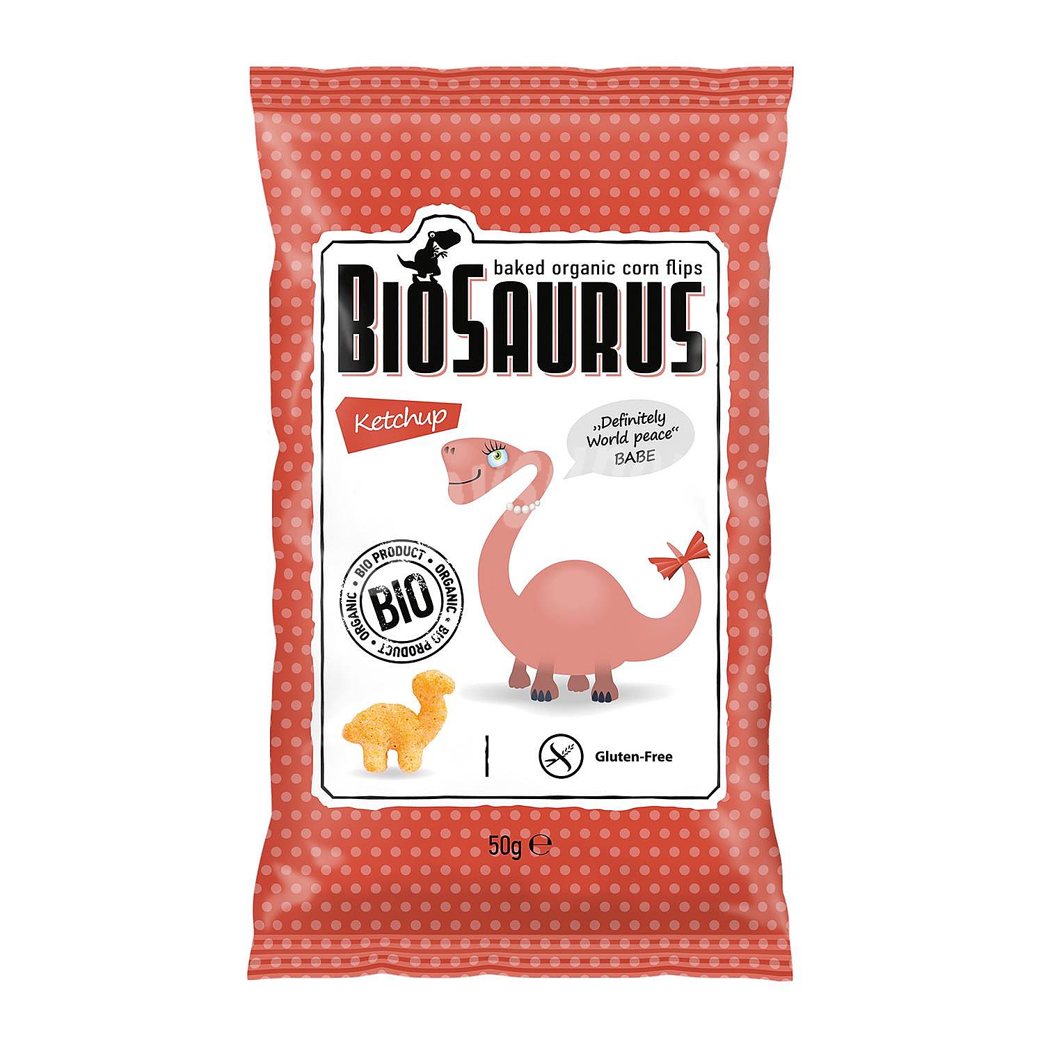 Snacks sabor a kétchup ecológico Biosaurus sin gluten