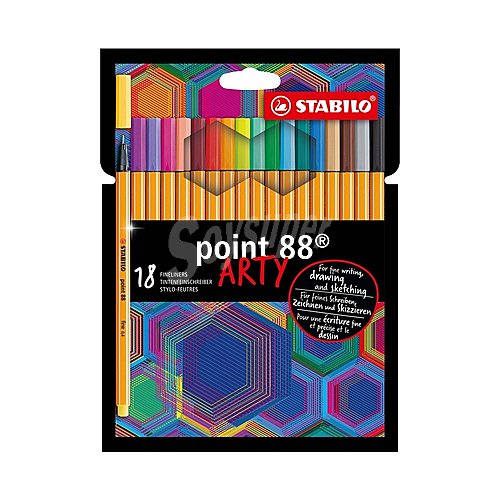 Rotulador punta fina stabilo point 88 - Estuche arty de 18 colores