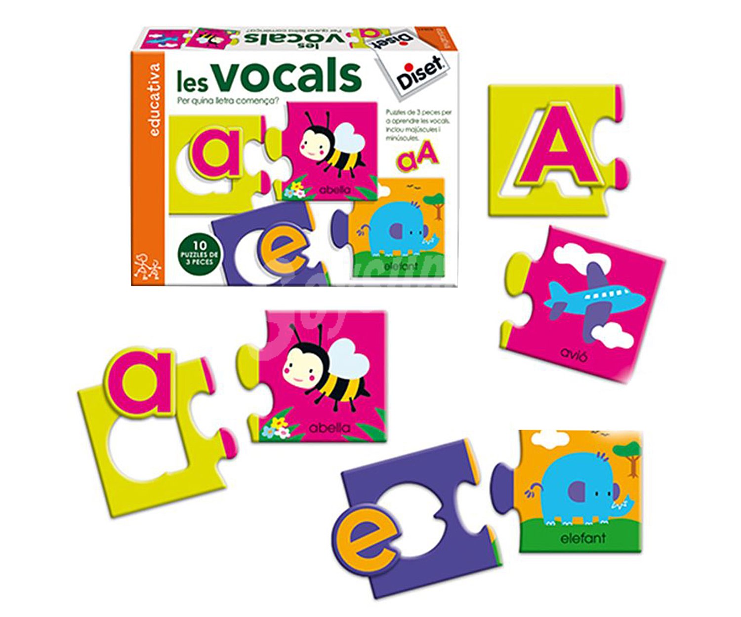 Puzzle infantil Les Vocals, con 10 rompecabezas, DISET.