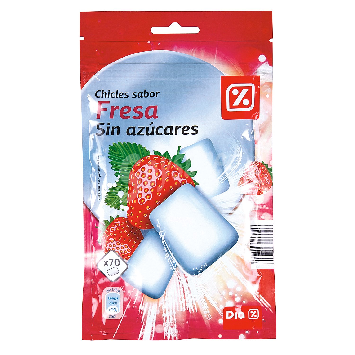 Chicle sabor fresa sin azúcares