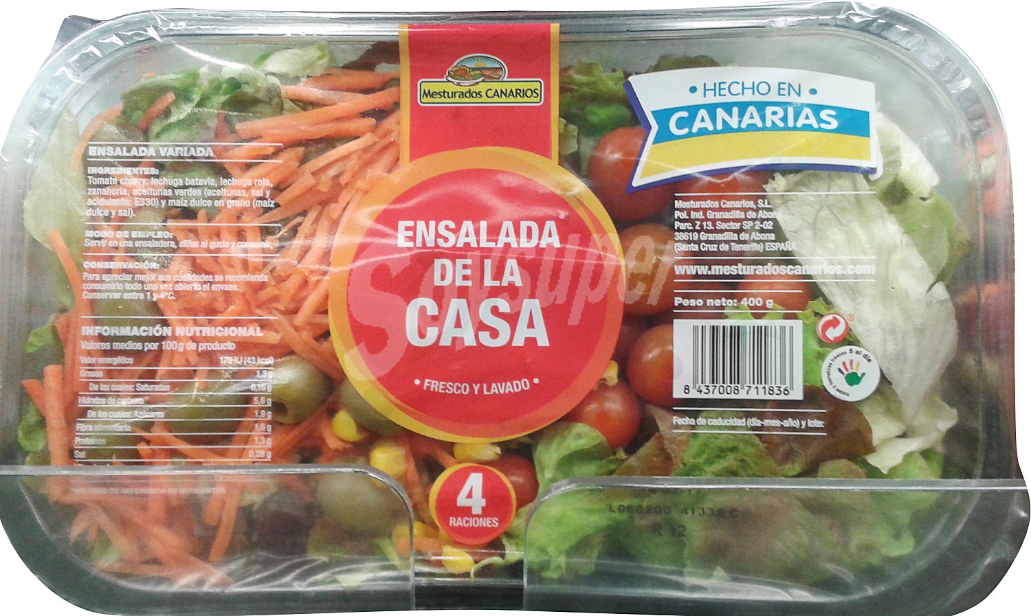 Ensalada de la casa ( lechugas variadas, rúcula, col lombarda, zanahoria, tomate cherry, maiz y aceitunas verdes) fresh