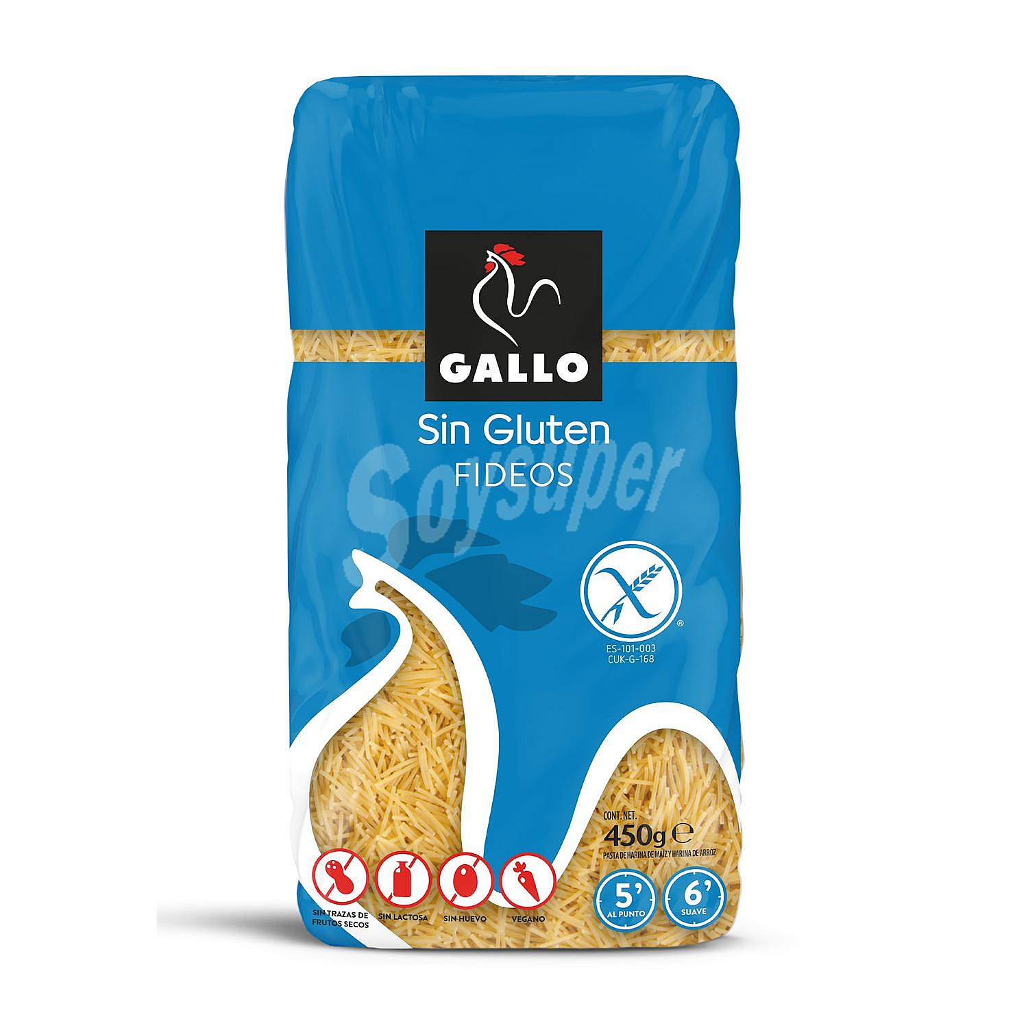 Pasta fideo Gallo sin gluten y sin lactosa