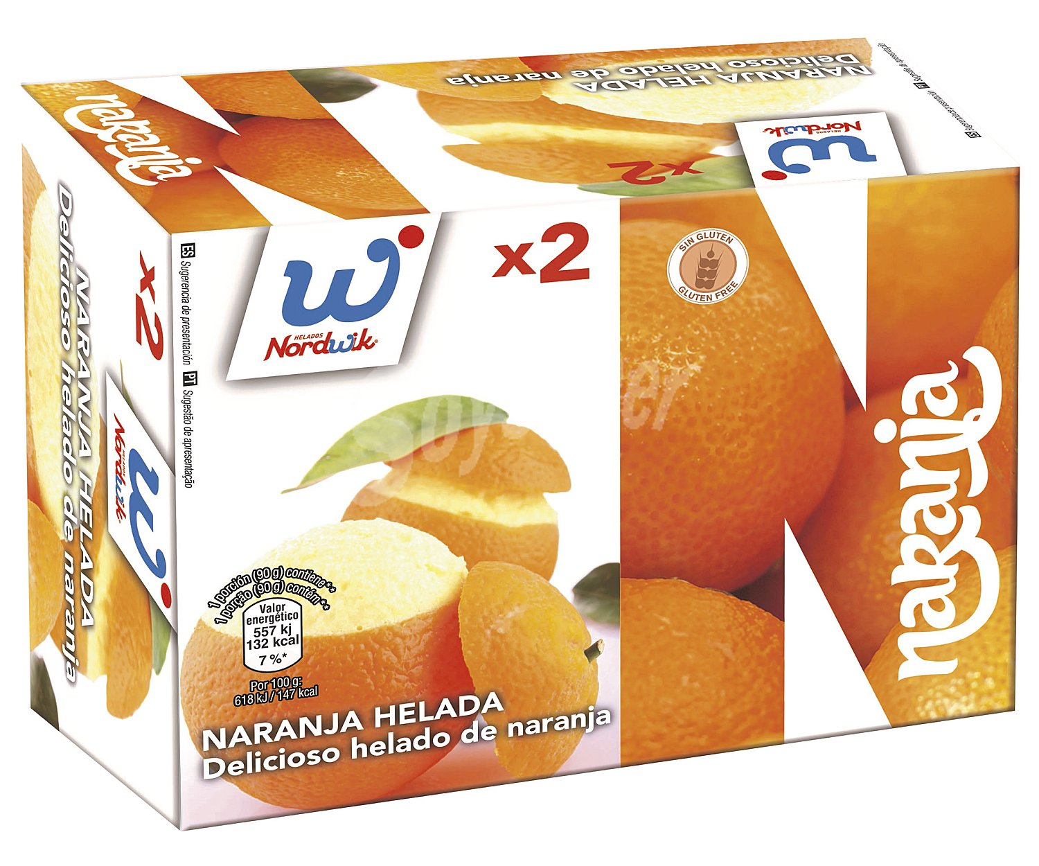 Nordwik Naranja rellena de delicioso helado con sabor a naranja nordwik