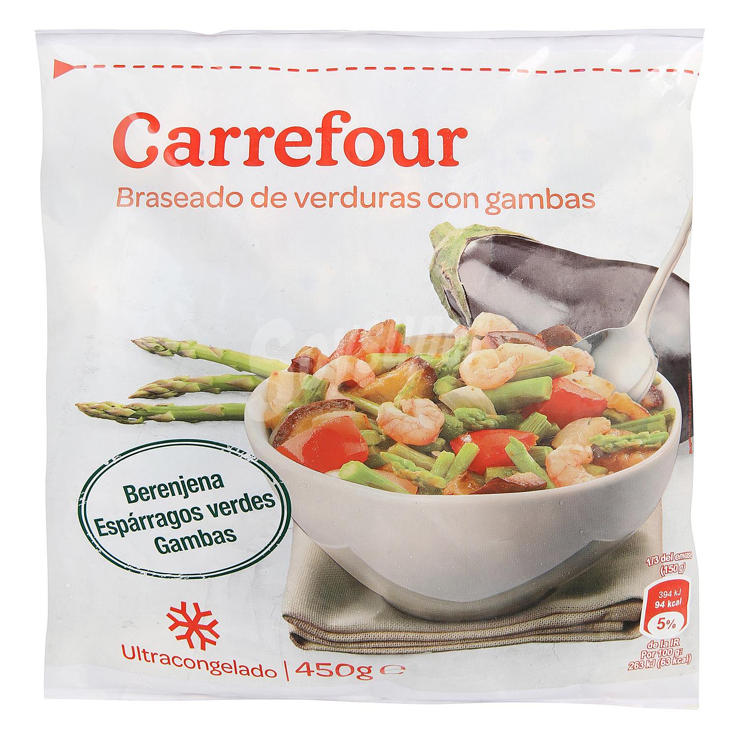 Braseado Verduras con gambas Carrefour