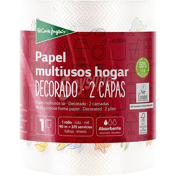 Papel de cocina multiusos decorado 2 capas