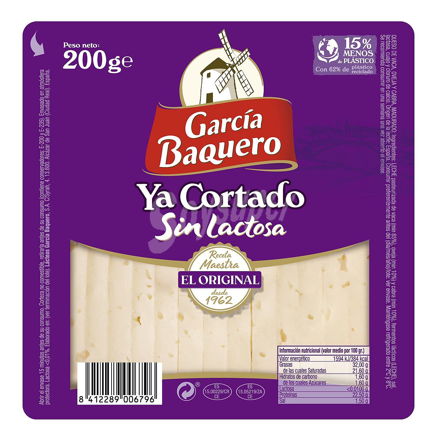 Queso tierno mezcla madurado elaborado con leche pasteurizada sin lactosa ya cortado cuña