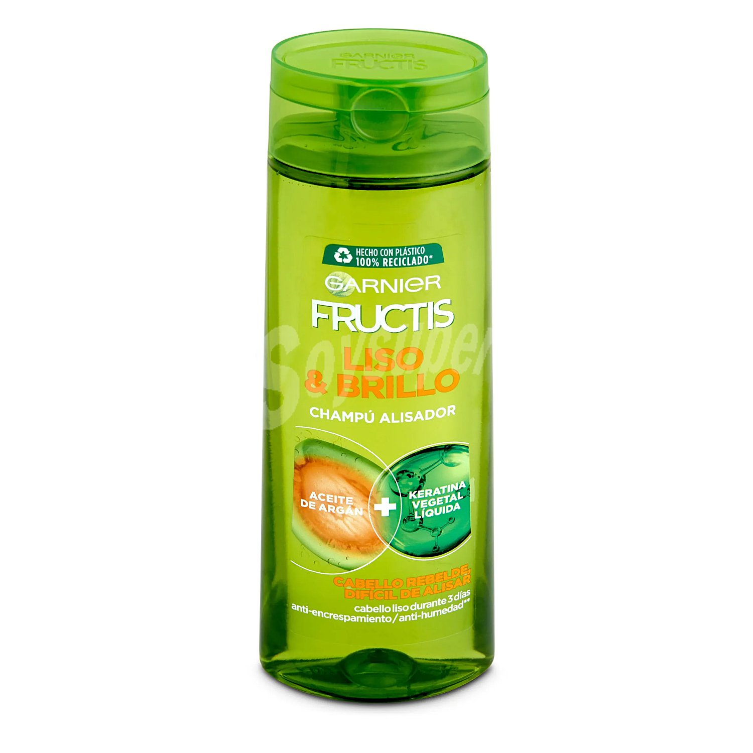 Champú alisador liso y brillo cabello rebelde Fructis