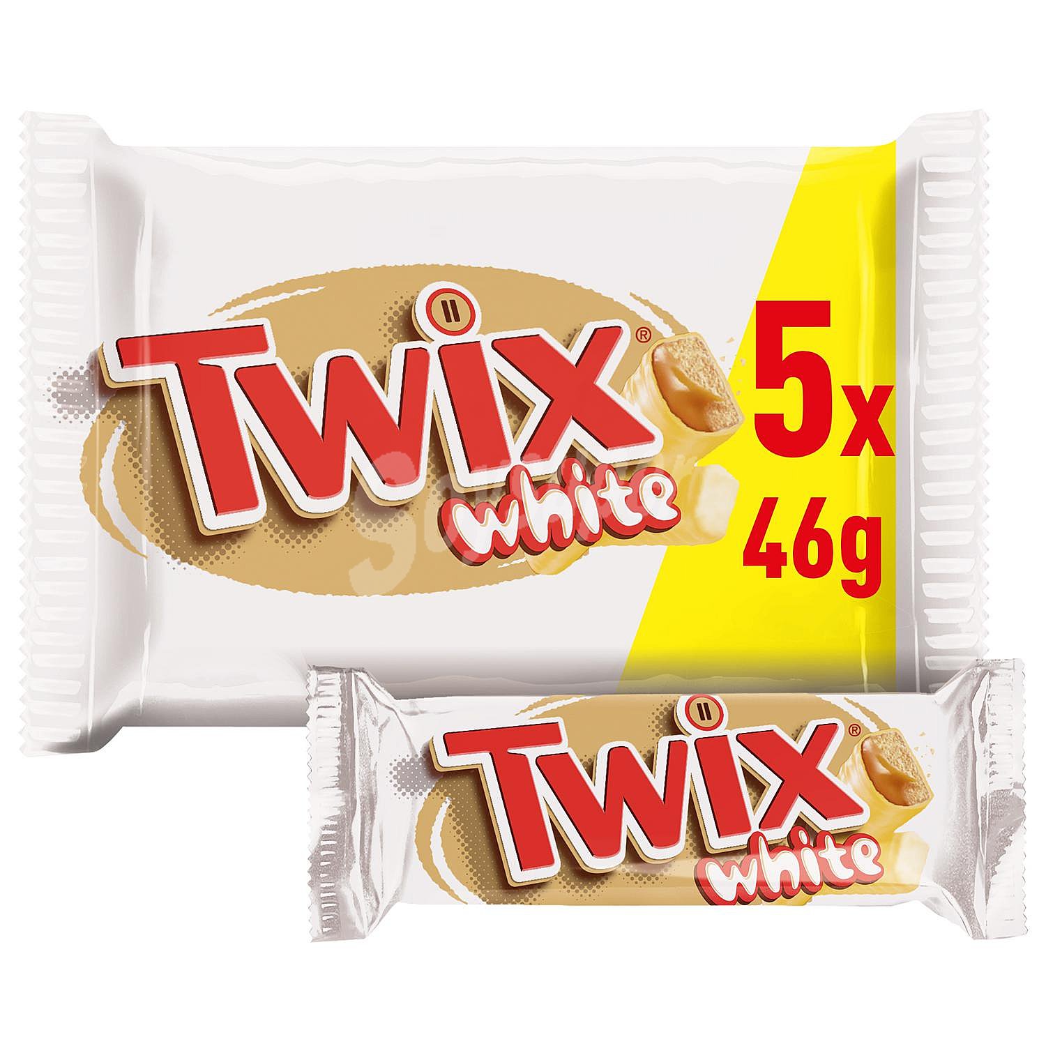 Barrita de chocolate blanco y galleta rellena de caramelo Twix white uidades de 46 G