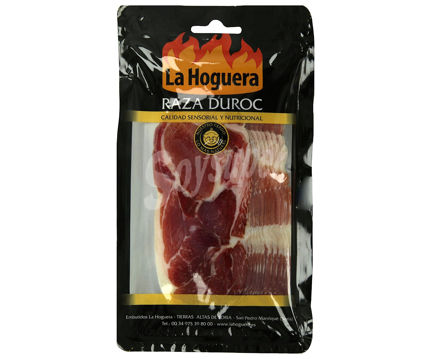 Paleta serrana de cerdo raza Duroc, cortada en finas lonchas