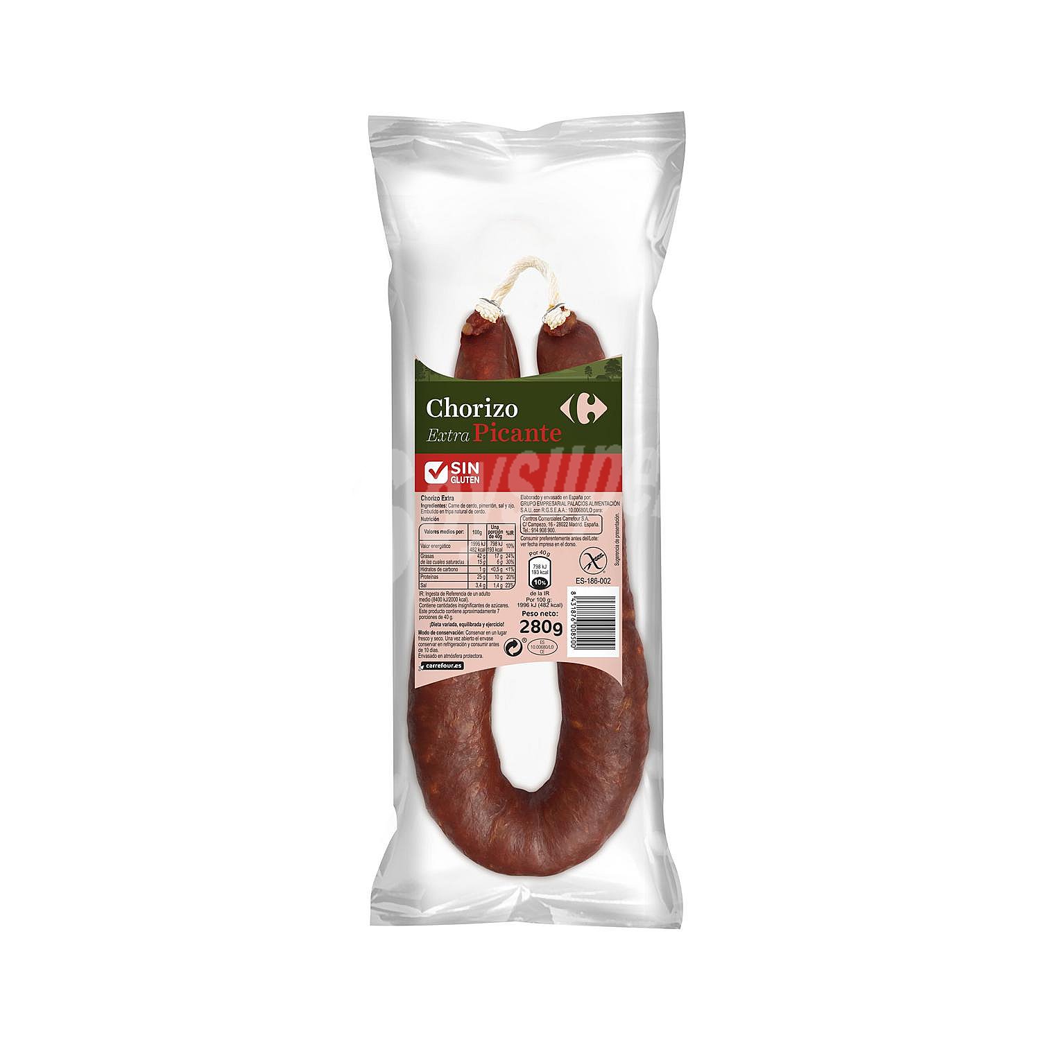 Chorizo extra picante sin gluten sin lactosa