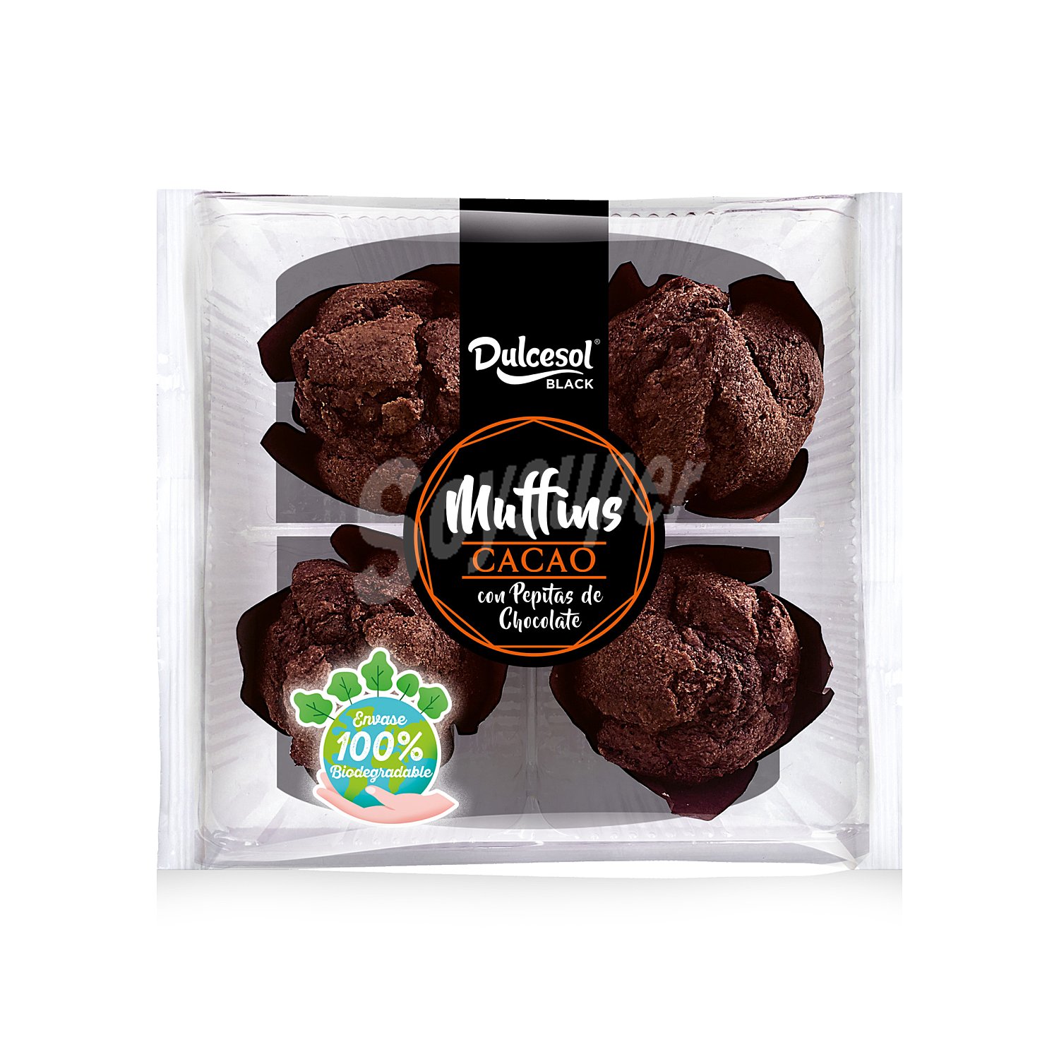 Muffins de cacao con pepitas bolsa 4 uds 300 gr